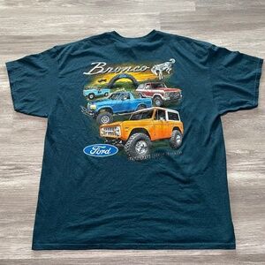 Ford Bronco T-Shirt Navy Blue Off Road Truck Graphic with Bronco Script Logo 2XL